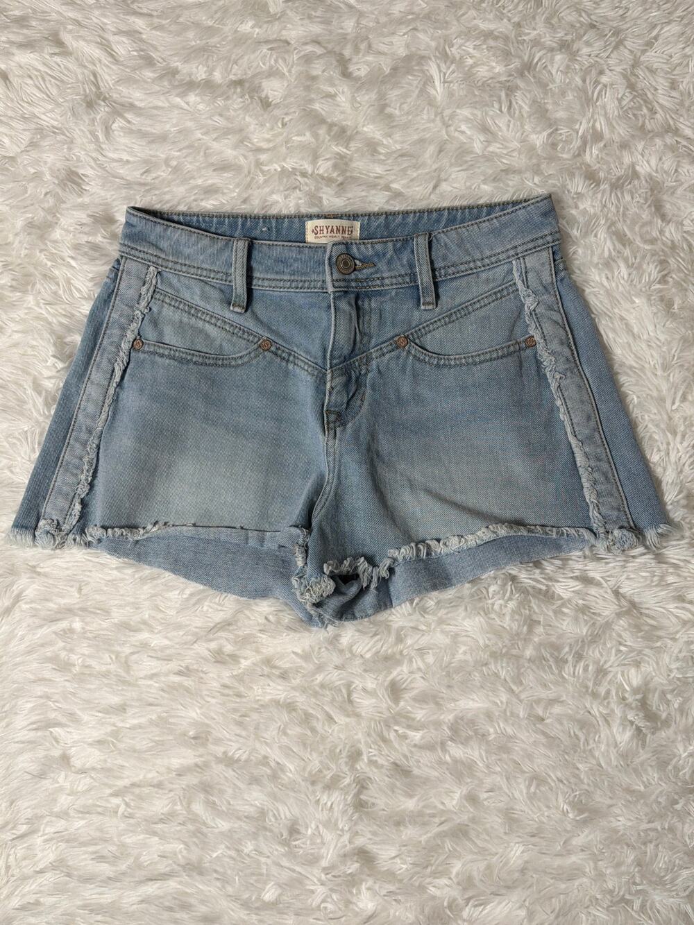 Shyanne Women’s Light Wash Distressed Denim Shorts Raw Hem Wester Country Style